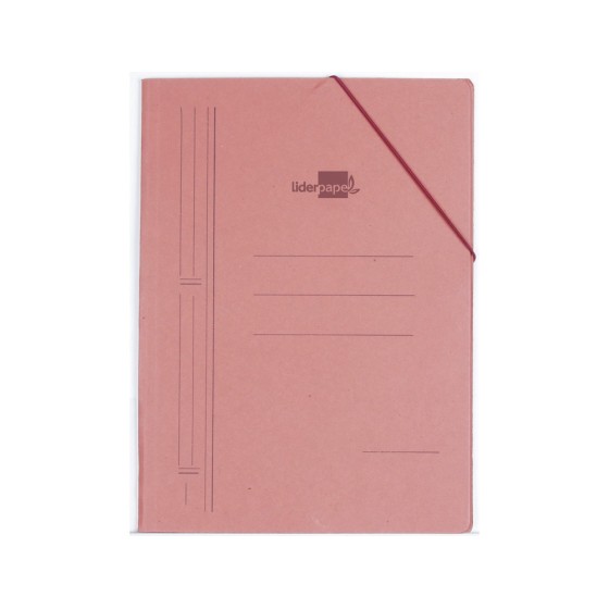 Carpeta liderpapel gomas folio 3 solapas carton compacto cuero