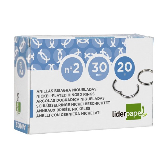 Anilla bisagra liderpapel niquelada n.2 diametro 30 mm caja de 20 unidades