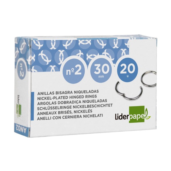 Anilla bisagra liderpapel niquelada n.2 diametro 30 mm caja de 20 unidades
