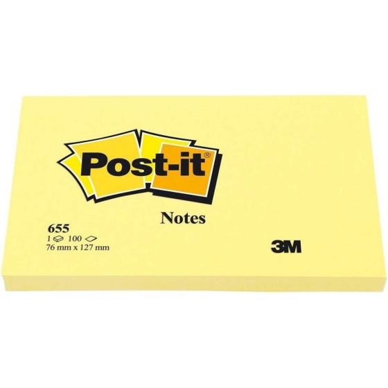 Bloc Notas Adhesivas 3M Post-it 76 x 127 mm. Amarillo