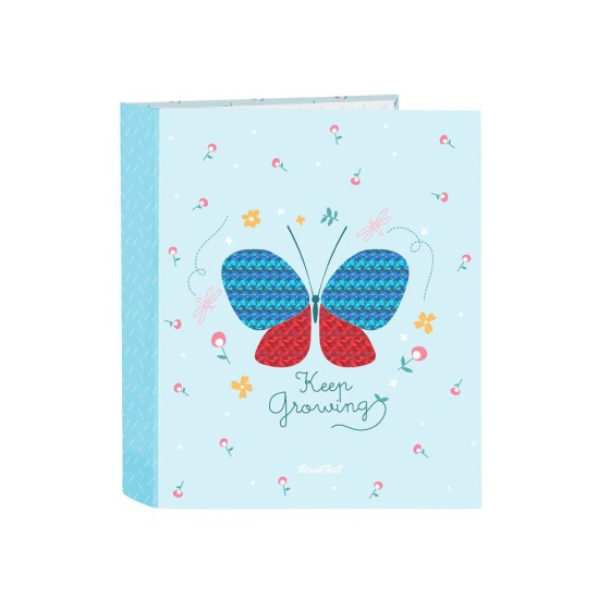 Carpeta Folio 4 Anillas 35 mm. Lomo Ancho Blackfit8 Mariposa 