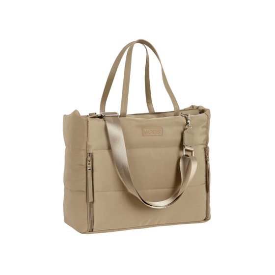 Bolso Con Bolsillo Para Portatil 14,1'' Moos Capsula Acolchado Camel 40 x 31 x 17 cm.