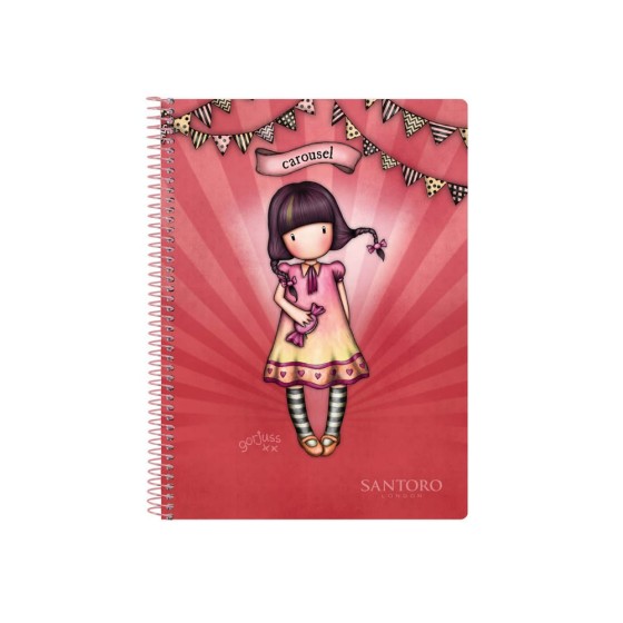 Libreta Cuarto 80 Hojas Tapas Duras Gorjuss Fairground Carousel 