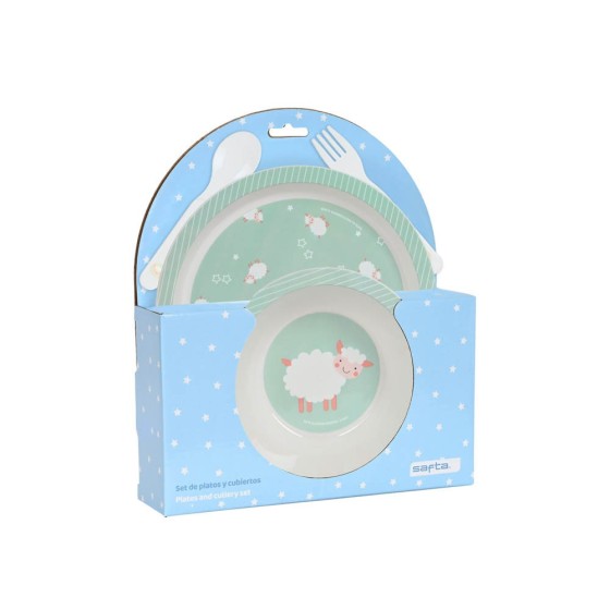 Set De Platos Y Cubiertos Safta Preescolar Ovejita 