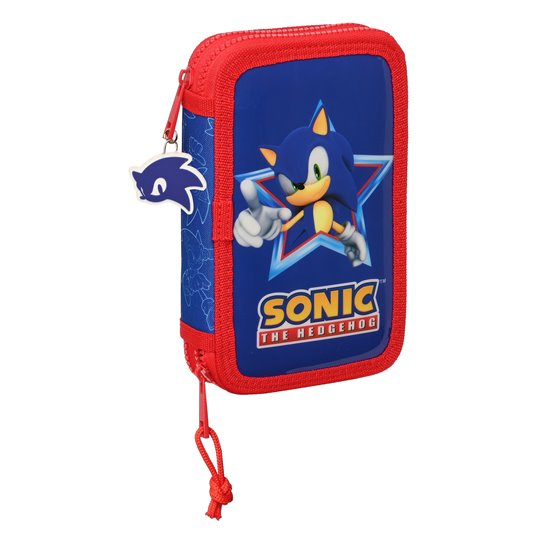 Plumier Doble Pequeño 28 Piezas Sonic Let'S Roll 12,5 x 19,5 x 4 cm.