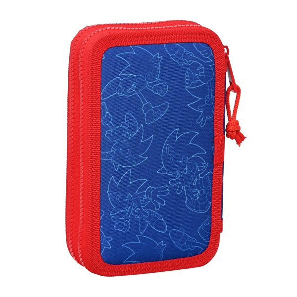 Plumier Doble Pequeño 28 Piezas Sonic Let'S Roll 12,5 x 19,5 x 4 cm.