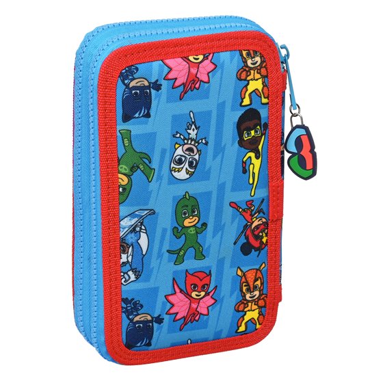 Plumier Doble Pequeño 28 Piezas Pjmasks 12,5 x 19,5 x 4 cm.