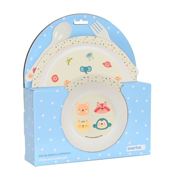 Set De Platos Y Cubiertos Safta Preescolar Cabecitas 