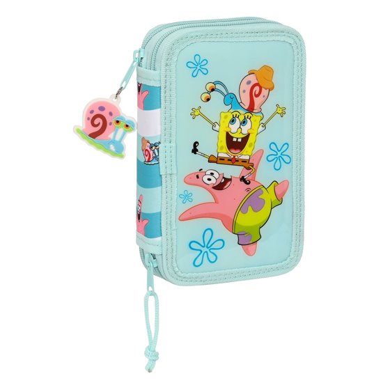 Plumier Doble Pequeño 28 Piezas Bob Esponja Stay Positive 12,5 x 19,5 x 4 cm.