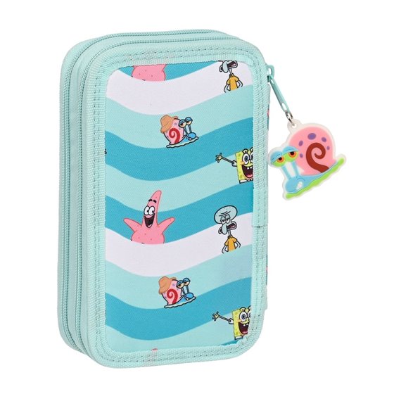 Plumier Doble Pequeño 28 Piezas Bob Esponja Stay Positive 12,5 x 19,5 x 4 cm.