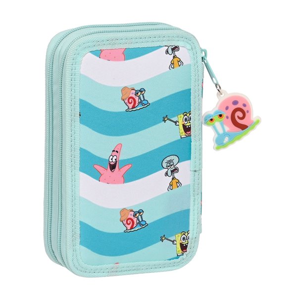 Plumier Doble Pequeño 28 Piezas Bob Esponja Stay Positive 12,5 x 19,5 x 4 cm.