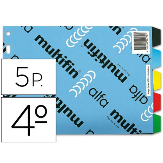 Separador Multifin 3003 Plastico Cuarto Apaisado 5 Pestañas