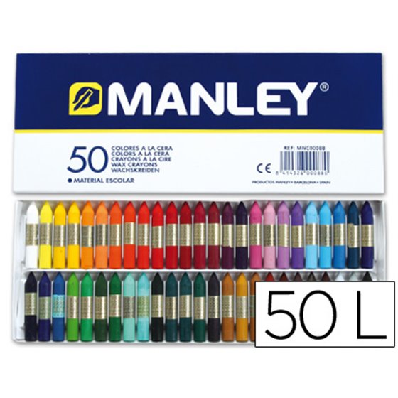 Lapices Cera Manley Caja De 50 Colores Surtidos