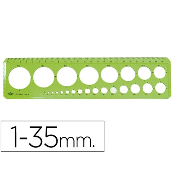 Plantilla Domingo Ferrer Circulos 1-35 Mm Plastico Verde