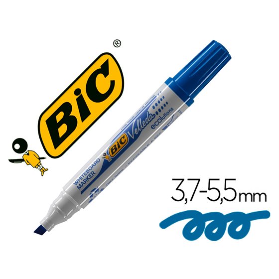 Rotulador Bic Velleda Para Pizarra Azul Punta Biselada 5,9 Mm