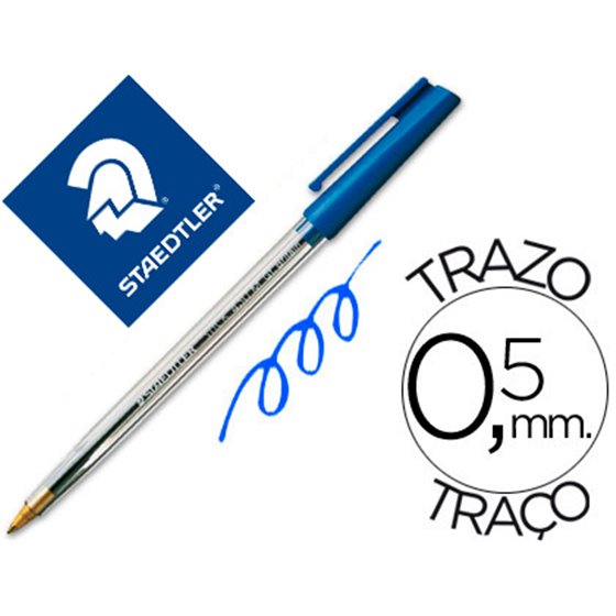 Boligrafo Staedtler Stick Azul Con Capuchon