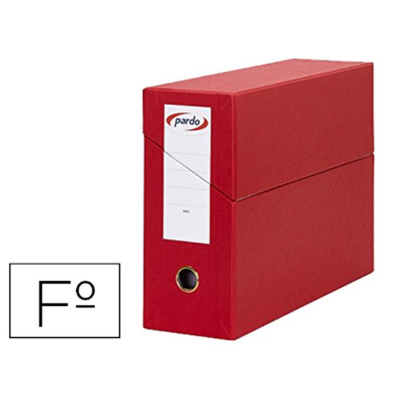 Caja Transferencia Pardo Folio Forrado Extra Doble Lomo 80 Mm Estuche Interior Con Tarjetero Roja