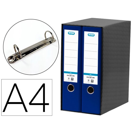 Modulo Elba 2 Archivadores De Palanca Din A4 Con Rado 2 Anillas Azul Lomo De 80 Mm
