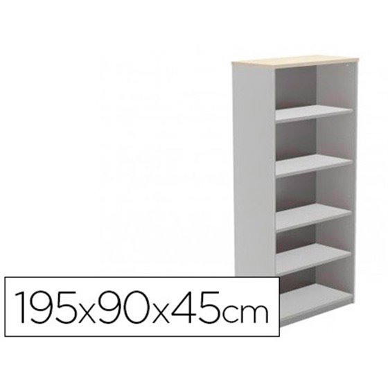 Armario Rocada Con Cinco Estantes Serie Store 195X90X45 Cm Acabado Ab04 Aluminio/Blanco