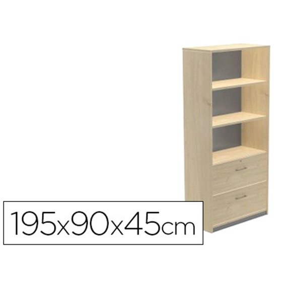 Armario Rocada Con Tres Estantes Y Dos Cajones Inferiores Serie Store 195X90X45 Cm Acabado Aa01