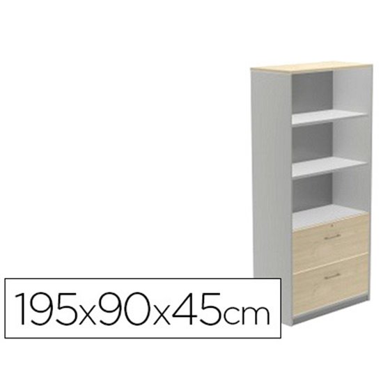 Armario Rocada Con Tres Estantes Y Dos Cajones Iferiores Serie Store 195X90X45 Cm Acabado Ab02