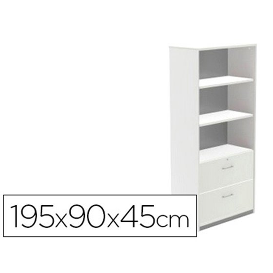 Armario Rocada Con Tres Estantes Y Dos Cajones Inferiores Serie Store 195X90X45 Cm Acabado Aw04