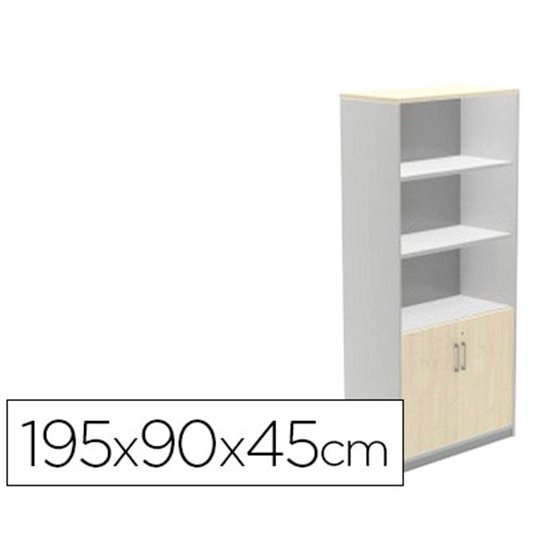 Armario Rocada Con Tres Estantes Y Dos Puertas Inferiores Serie Store 195X90X45 Cm Acabado Aw04