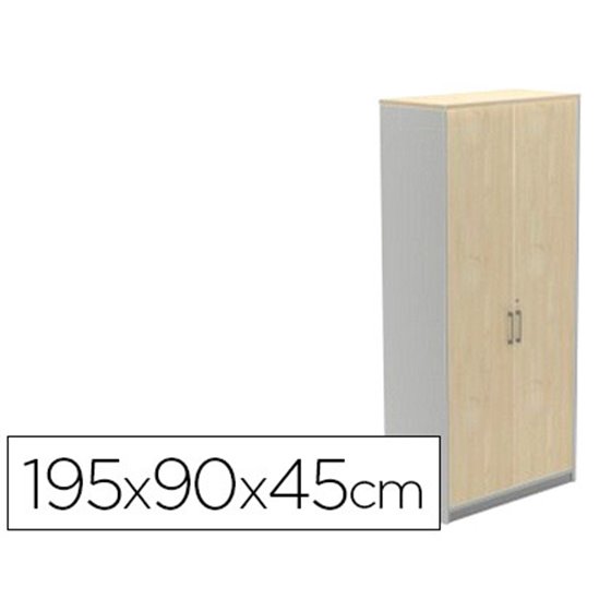 Armario Rocada Con Cuatro Estantes Y Dos Puertas Serie Store 195X90X45 Cm Acabado Ab02 Aluminio/Gris