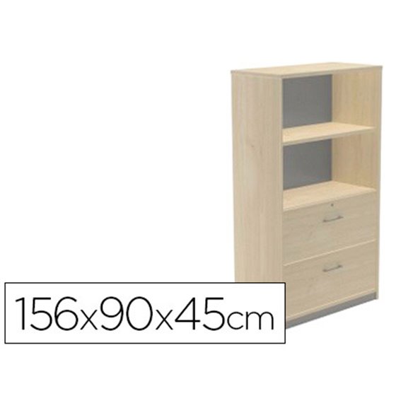 Armario Rocada Con Dos Estantes Y Dos Cajones Inferiores Serie Store 156X90X45 Cm Acabado Aa01