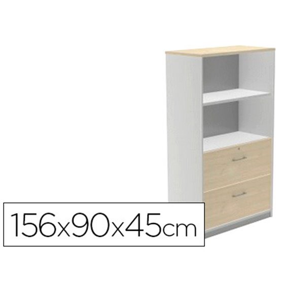 Armario Rocada Con Dos Estantes Y Dos Cajones Inferiores Serie Store 156X90X45 Cm Acabado Ab04