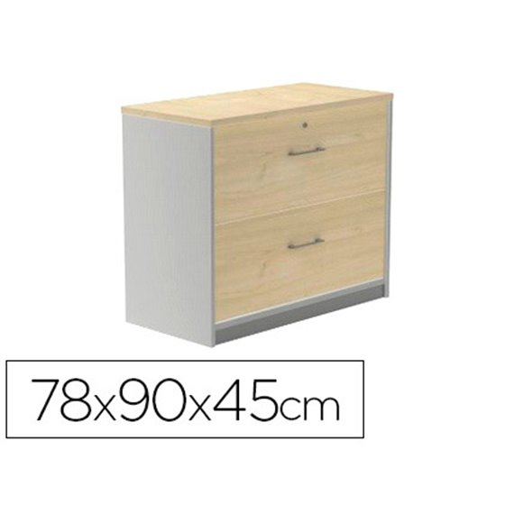 Armario Rocada Con Dos Cajones Serie Store 78X90X45 Cm Acabado Ab04 Aluminio/Blanco