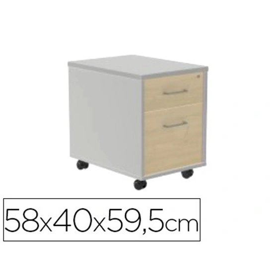 Cajonera Rocada Con Dos Cajones Serie Store 58X40X59,5 Cm Acabado Ab02 Aluminio/Gris