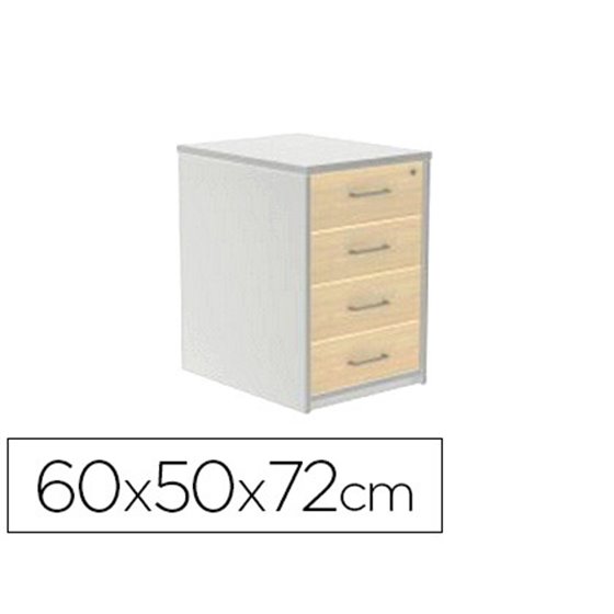 Cajonera Rocada Con Cuatro Cajones Serie Store 60X50X72 Cm Acabado Ab04 Aluminio/Blanco