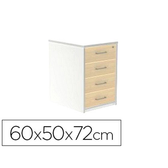 Cajonera Rocada Con Cuatro Cajones Serie Store 60X50X72 Cm Acabado Aw04 Blanco/Blanco