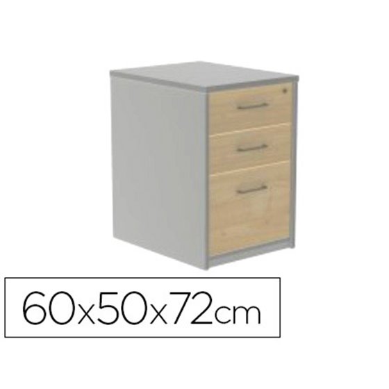 Cajonera Rocada Con Tres Cajones Serie Store 60X50X72 Cm Acabado Ab04 Aluminio/Blanco