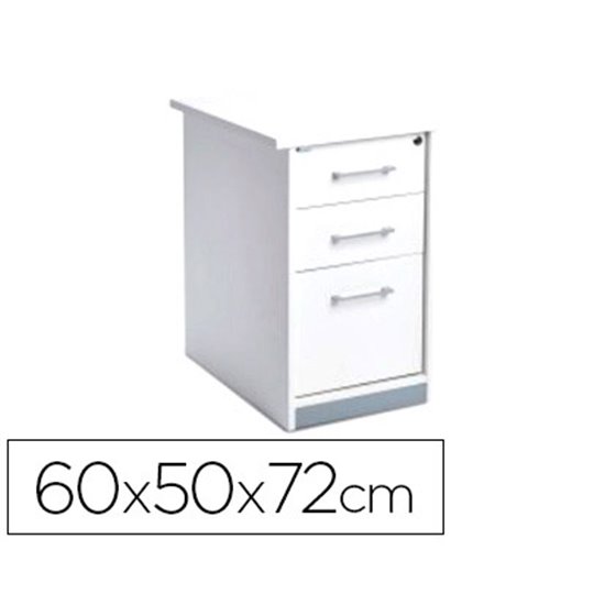 Cajonera Rocada Con Tres Cajones Serie Store 60X50X72 Cm Acabado Aw04 Blanco/Blanco