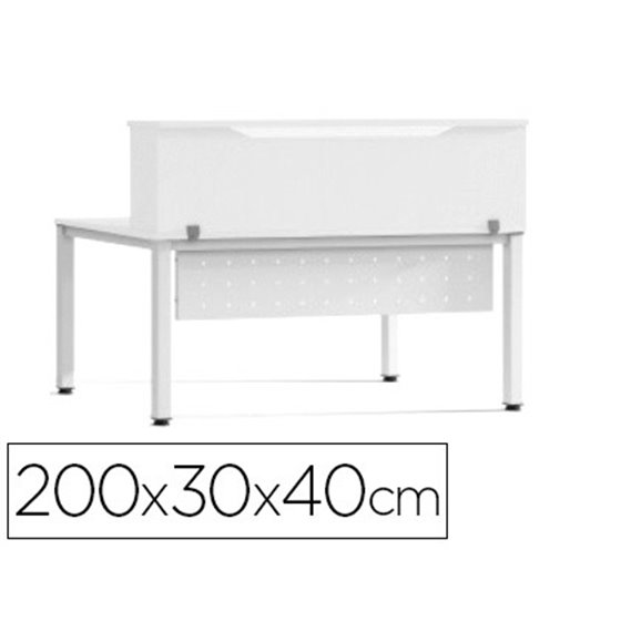 Mostrador De Altillo Rocada Valido Para Mesas Work Metal Executive 200X30X40 Cm Acabado Aw04 Blanco/Blanco