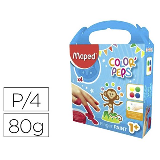 Pintura A Dedos Maped Color Peps Caja De 4 Botes Colores Surtidos 80 Gr