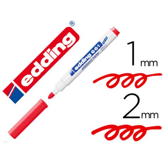Rotulador Edding Para Pizarra Blanca 661 Color Rojo Punta Redonda 1-2 Mm