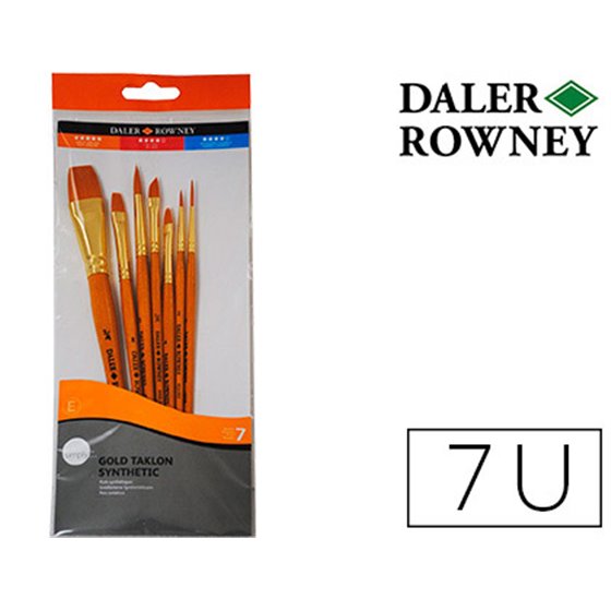 Pinceles Daler Rowney Simply Art Sintentico Mango Corto Dorado Blister De 7 Unidades