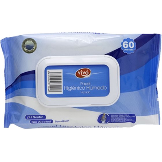Toallita Humeda Vivo Para Wc Paquete Con Tapa De 60 Unidades