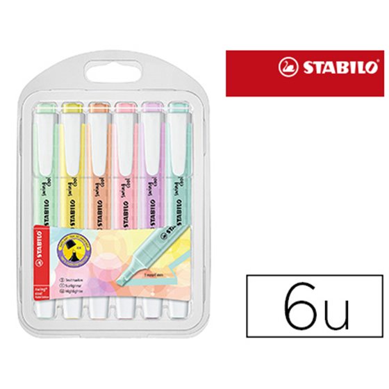 Rotulador Stabilo Fluorescente Swing Cool Color Pastel Bolsa De 6 Unidades Colores Surtidos