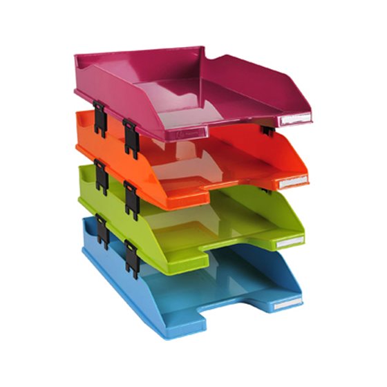 Bandeja Sobremesa Exacompta Plastico Arlequin Set De 4 Unidades Colores Surtidos 346X254X243 Mm