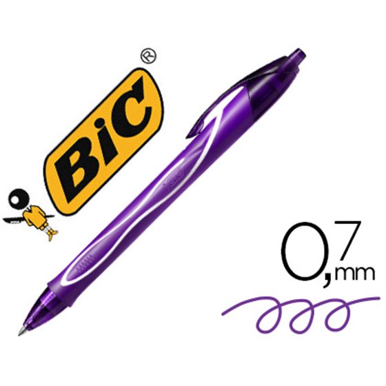 Boligrafo Bic Gelocity Quick Dry Retractil Tinta Gel Purpura Punta De 0,7 Mm