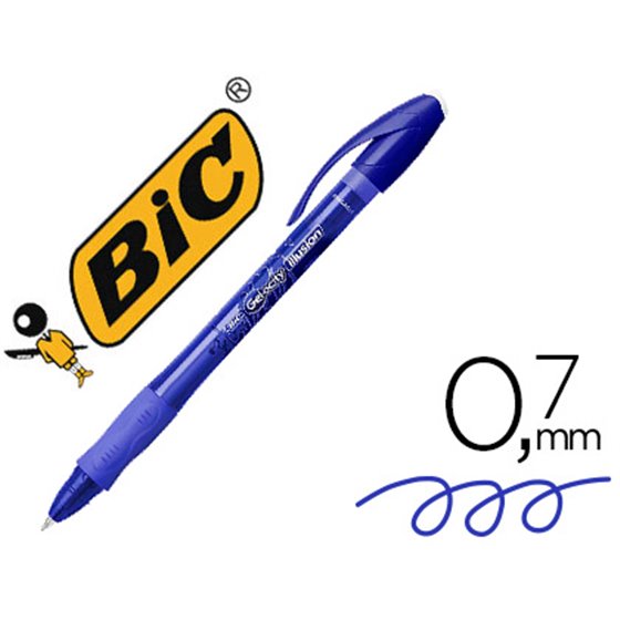 Boligrafo Bic Gelocity Illusion Borrable Azul Punta De 0,7 Mm