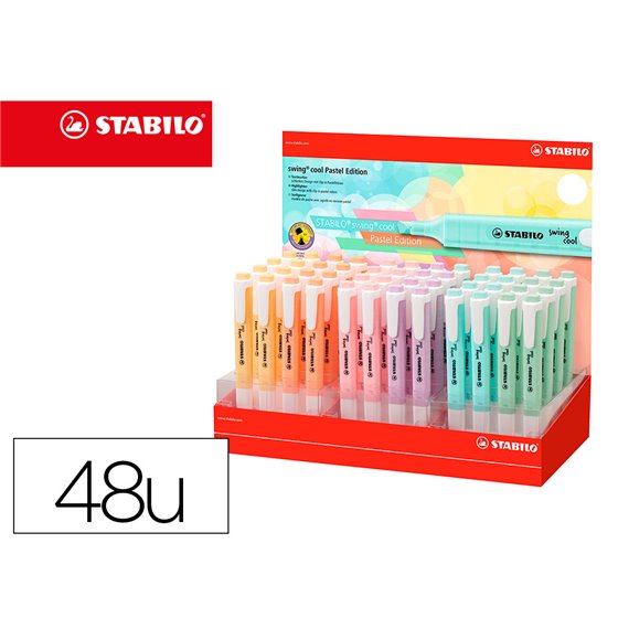 Rotulador Stabilo Fluorescente Swing Cool Pastel Expositor De 48 Unidades Colores Surtidos