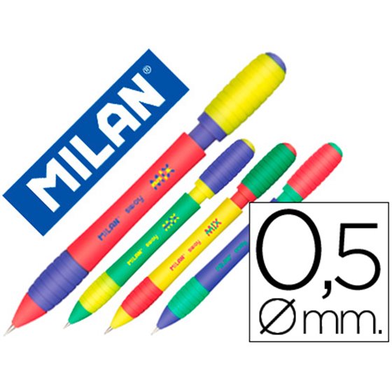 Portaminas Milan Sway Mix 0,5 Mm Con Goma Colores Surtidos