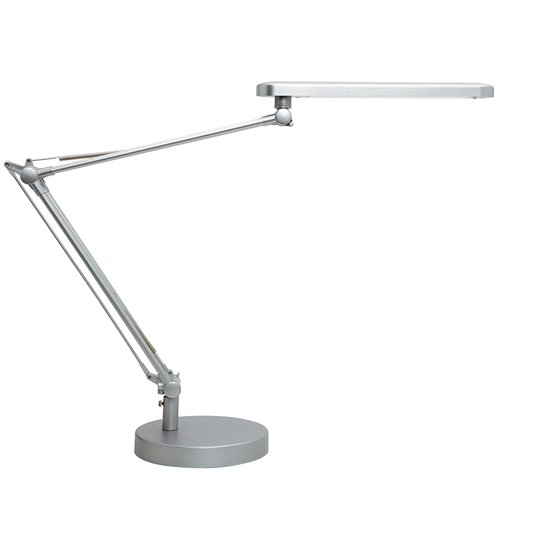 Lampara De Escritorio Unilux Mambo Led 5,6W Doble Brazo Articulado Abs Y Aluminio Gris Metalizado Base 19 Cm