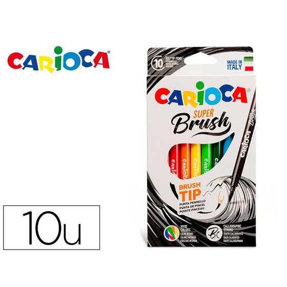 Rotulador Carioca Super Brush Caja De 10 Unidades Colores Surtidos