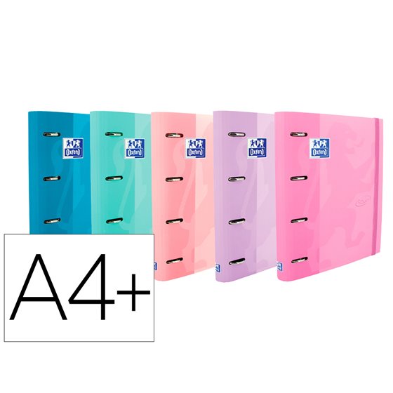 Carpeta Con Recambio Oxford Europeanbinder Touch Pastel 4 Anillas 35 Mm Din A4+ Tapa Extradura Con Gomilla Colores